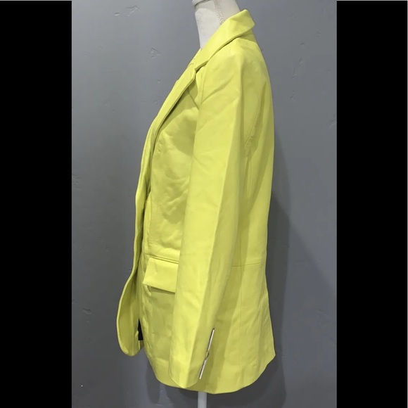 Walter Baker KIRA Blazer In Lime Green 100% Leather Oversized Jacket NWT - Picture 6 of 12